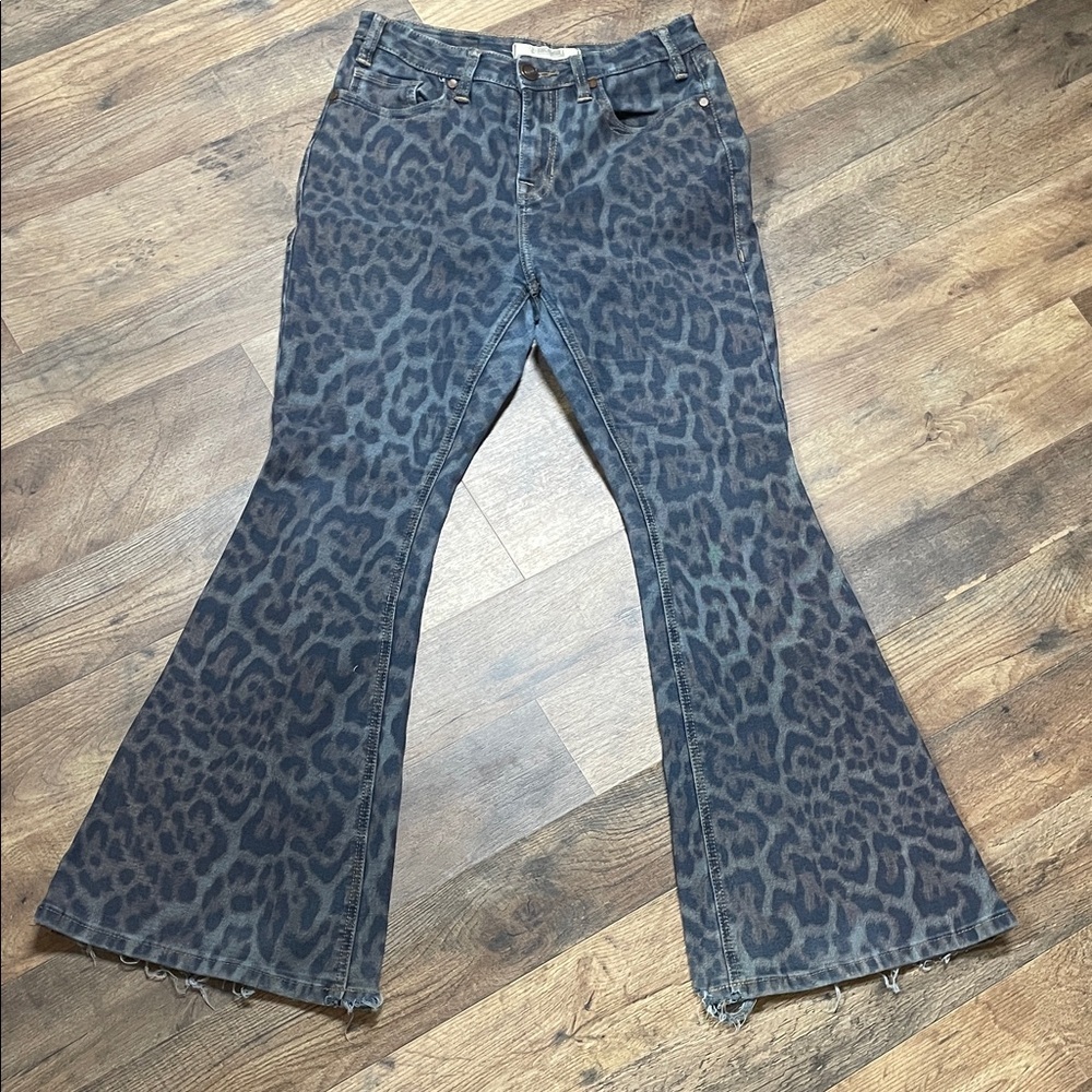 Leopard Print Wide Leg Jeans